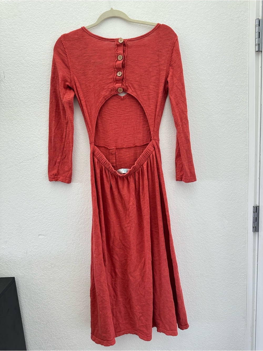 Free People FP Beach Starlight Midi Dress S Small Rust Cutout Back Button Slit - Picture 8 of 12